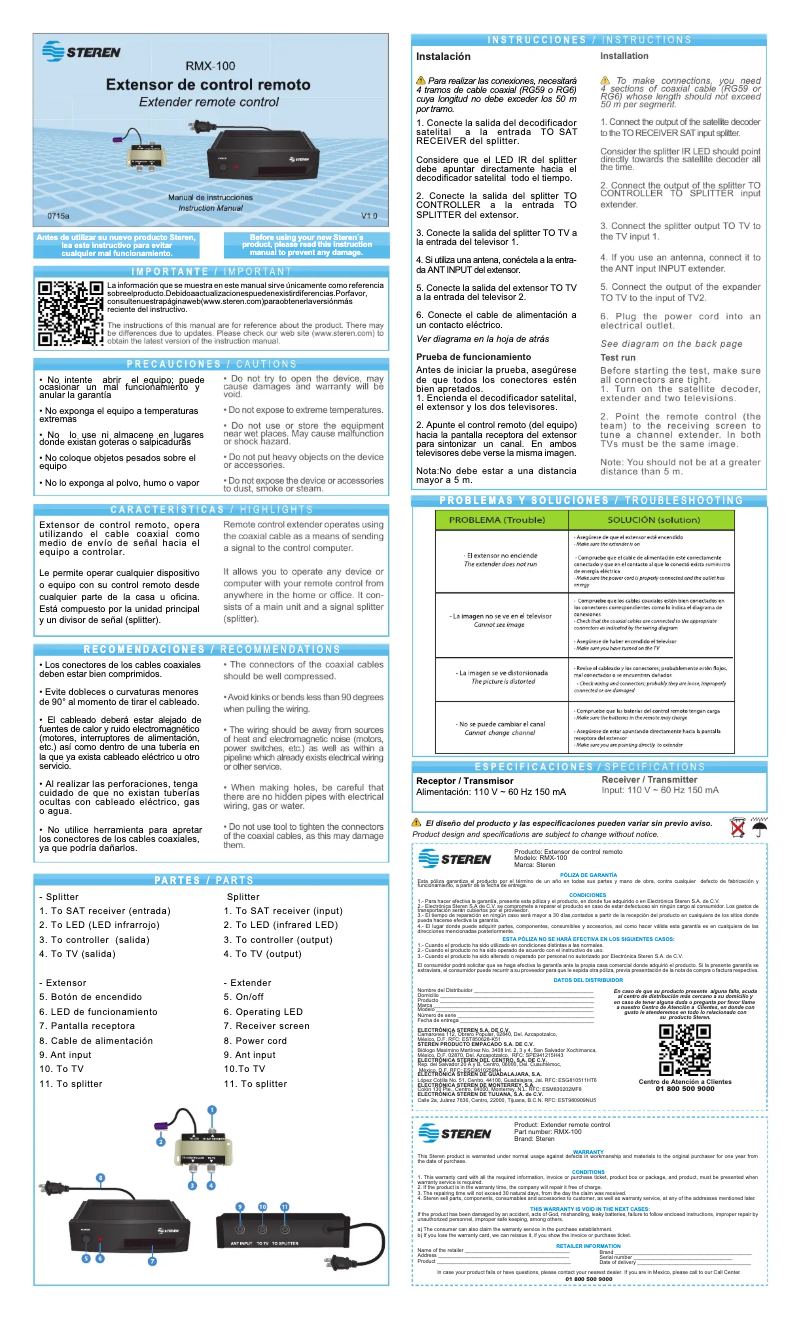 Page n°1 - Manuel utilisateur Steren RMX-100