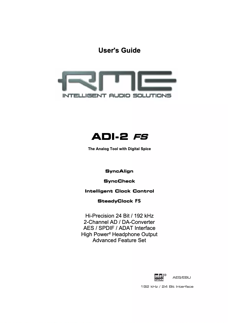 Page n°1 - Manuel utilisateur RME ADI-2 FS