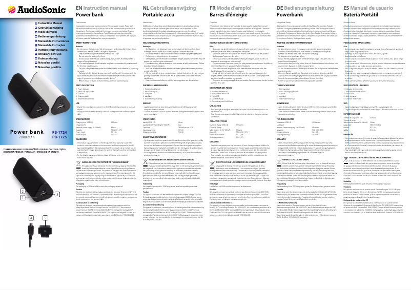 Page 1 de la notice Manuel utilisateur AudioSonic PB-1724