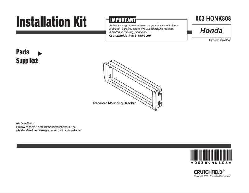 Page 1 de la notice Manuel utilisateur American International HONK808