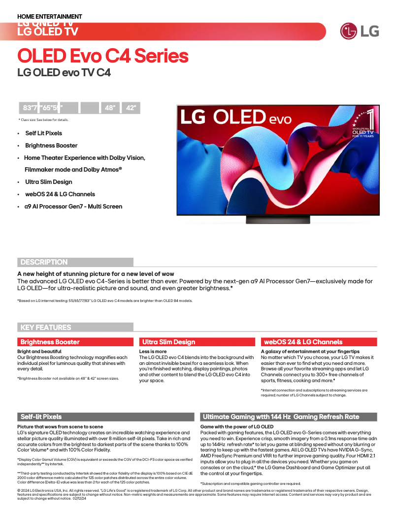 Image de la première page du manuel de l'appareil OLED48C4PUA