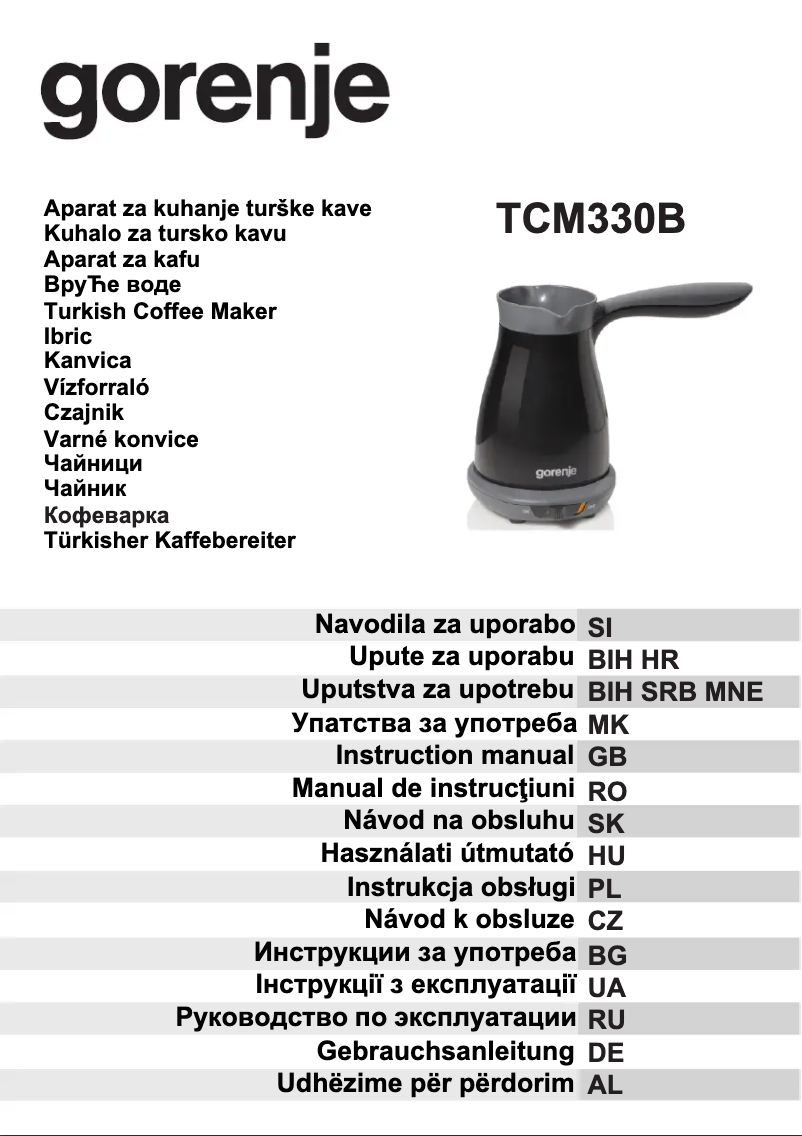 Page 1 de la notice Manuel utilisateur Gorenje TCM330B