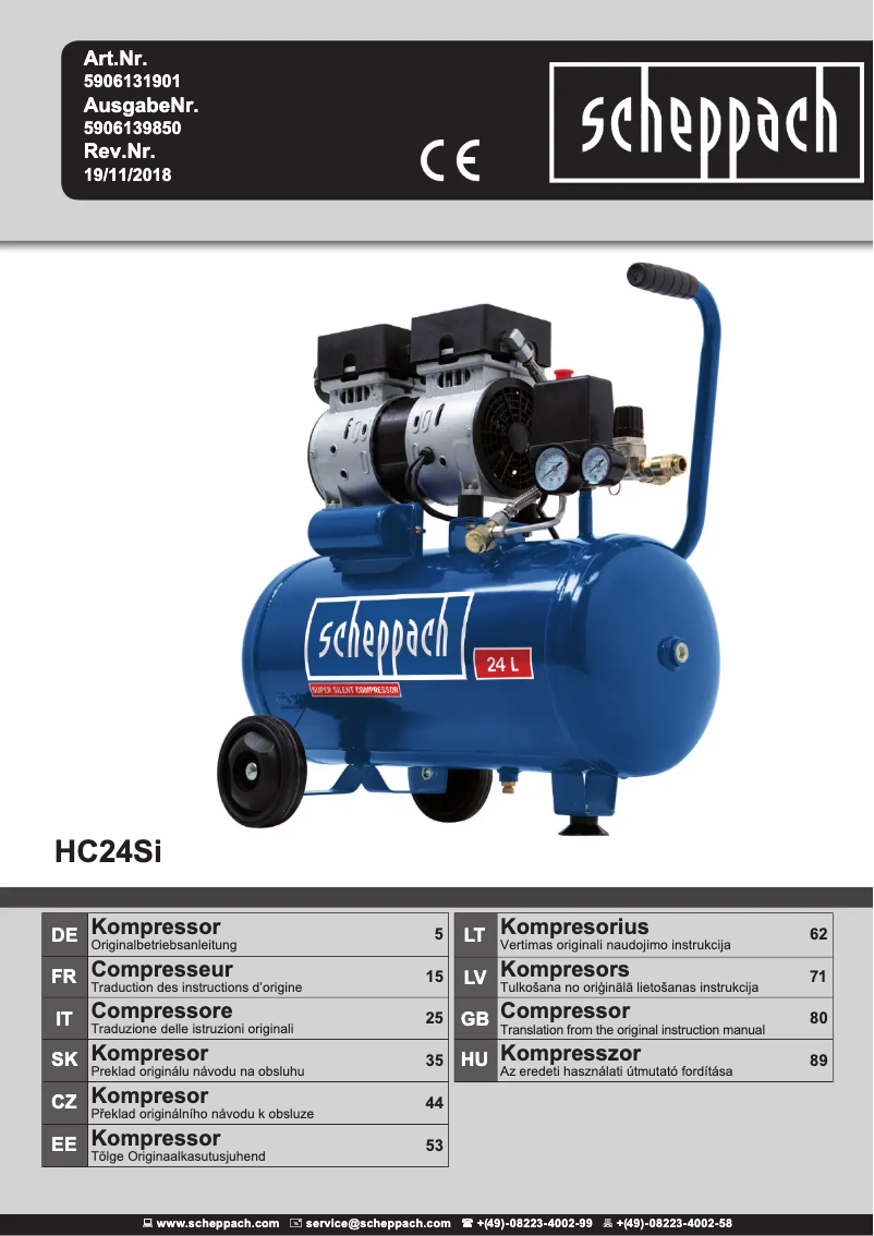 Image de la première page du manuel de l'appareil HC24Si