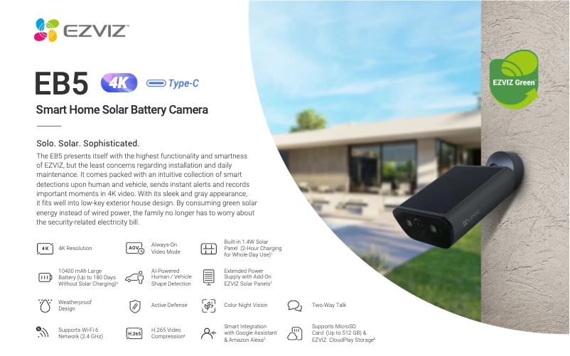 Page 1 de la notice Fiche technique EZVIZ EB5 4K