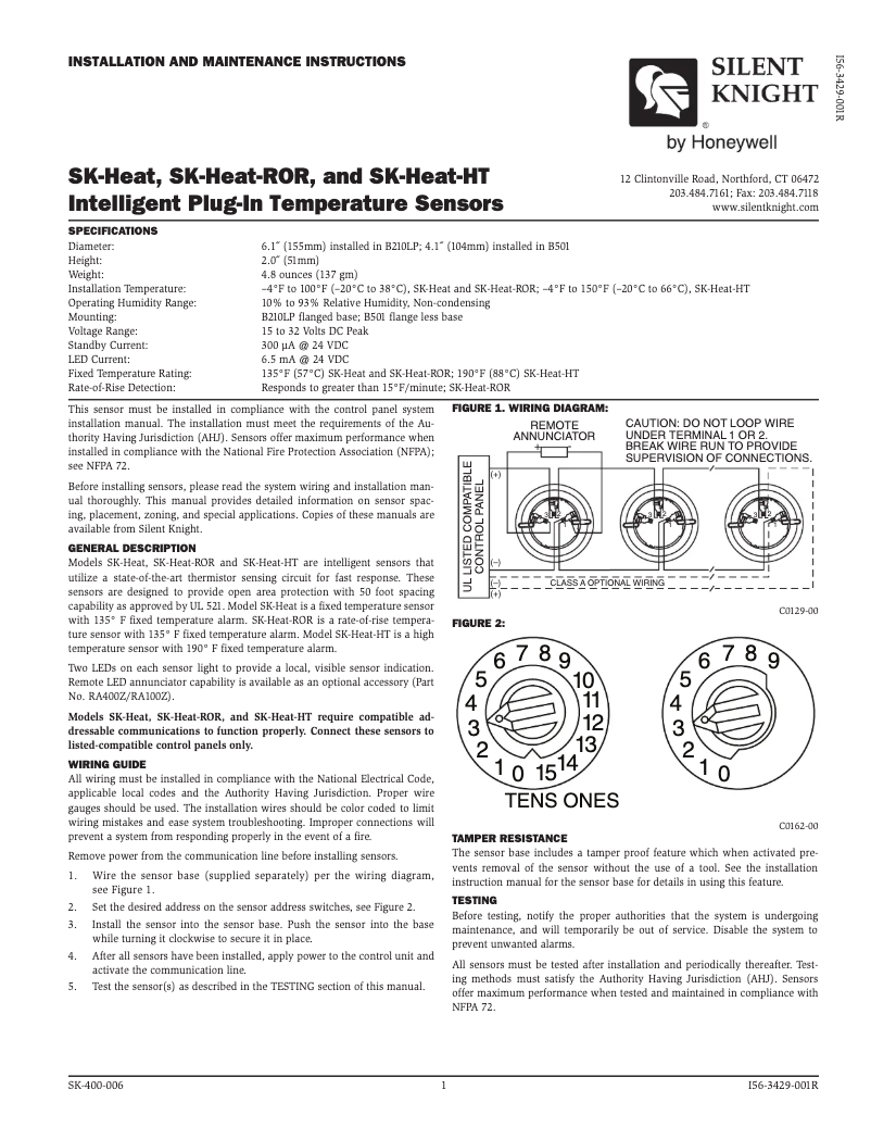 Page n°1 - Manuel utilisateur Silent Knight SK-Heat