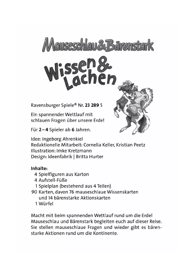 Page n°1 - Manuel utilisateur Ravensburger Mauseschlau und Bärenstark Wissen und Lachen