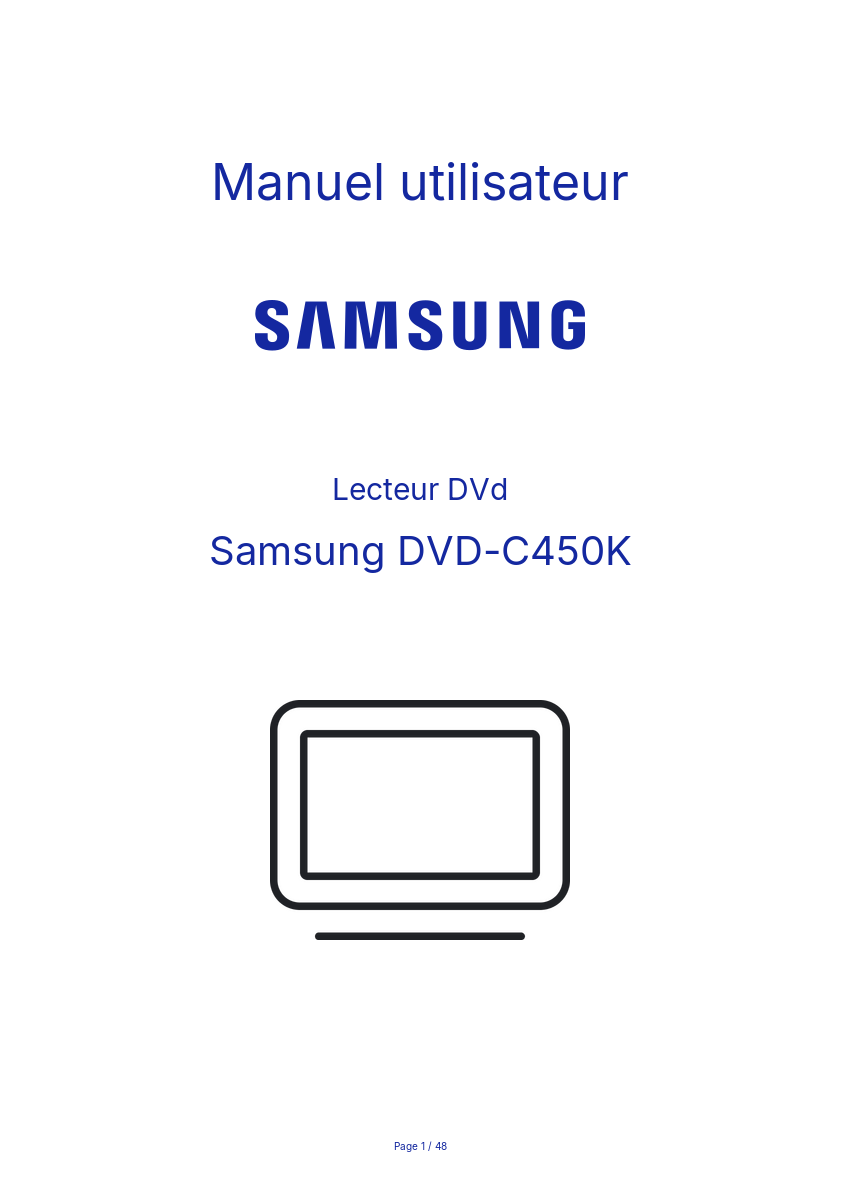 Page n°1 - Manuel utilisateur Samsung DVD-C450K