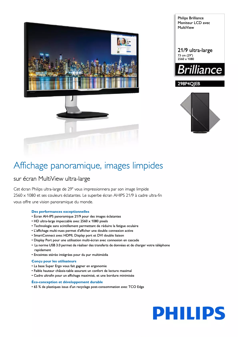 Page 1 of the manual Technical Sheet Philips Brilliance 298P4QJEB