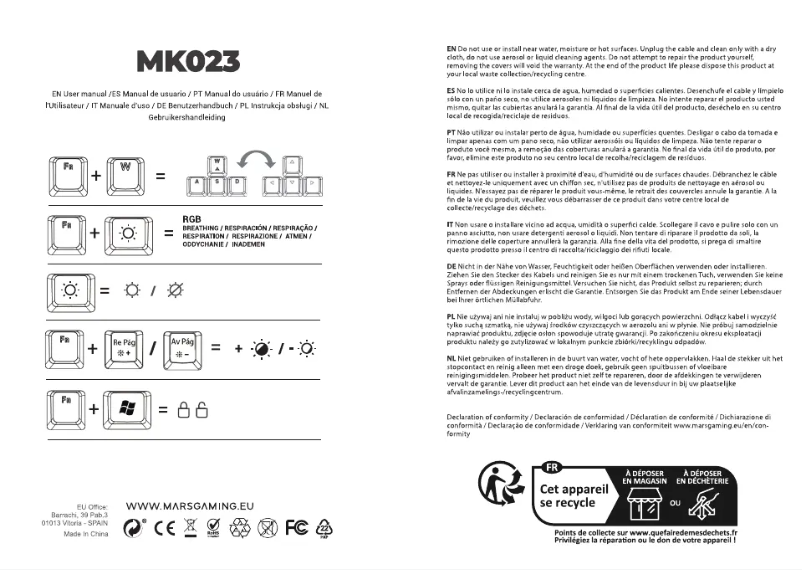 Image de la première page du manuel de l'appareil MK023