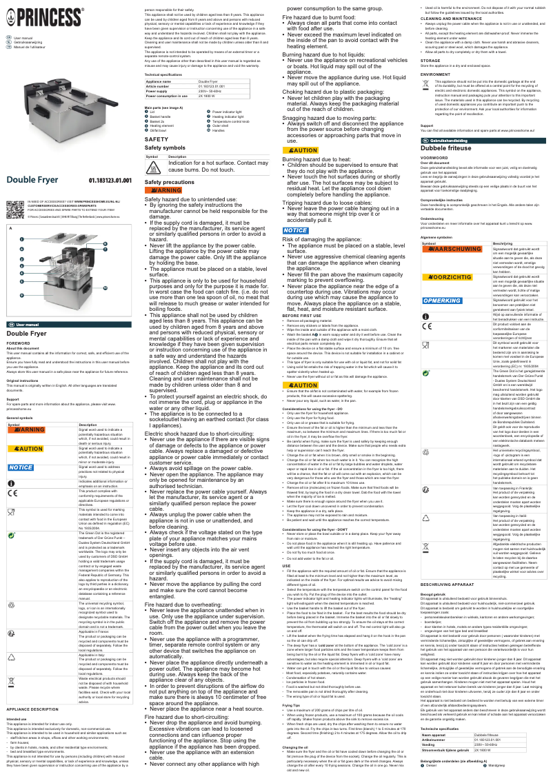 Page 1 de la notice Manuel utilisateur Princess 183123