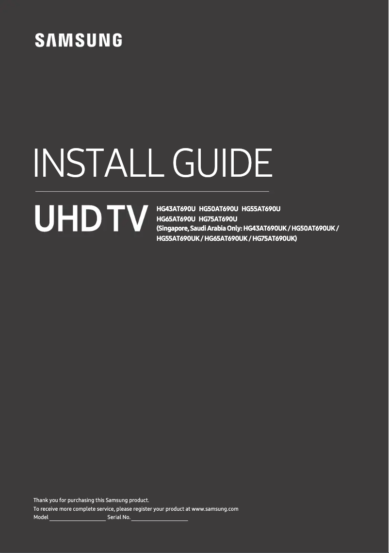 Page n°1 - Guide d'installation Samsung HG43AT690UK