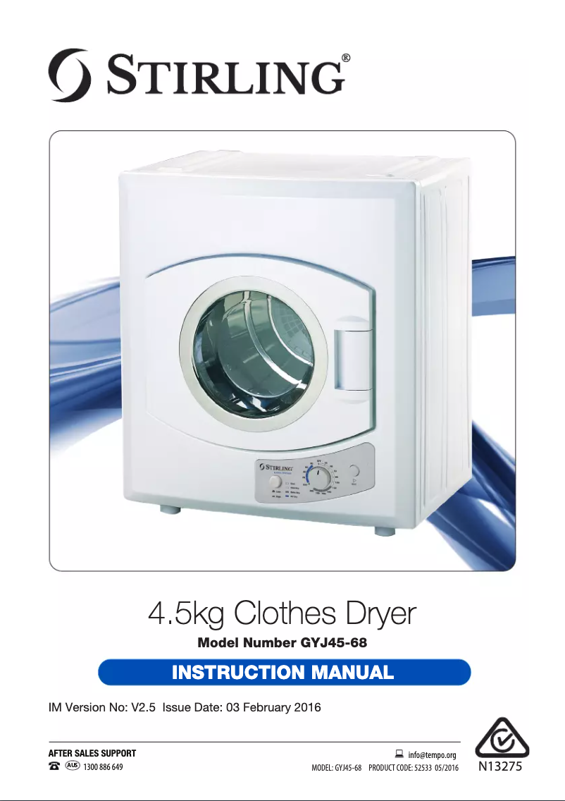 Page 1 de la notice Manuel utilisateur Stirling GYJ45-68