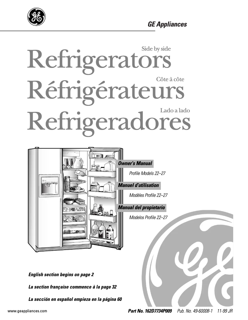 Page n°1 - Manuel d'utilisation et d'entretien GE TFX22QRCAA