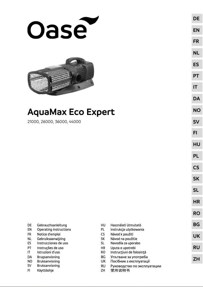 Page 1 de la notice Manuel utilisateur Oase AquaMax Eco Expert 36000