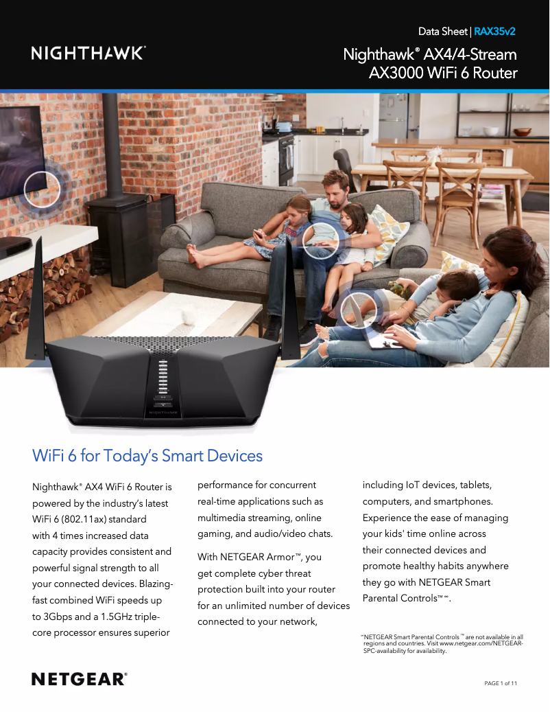 Page 1 de la notice Fiche technique Netgear Nighthawk RAX35v2