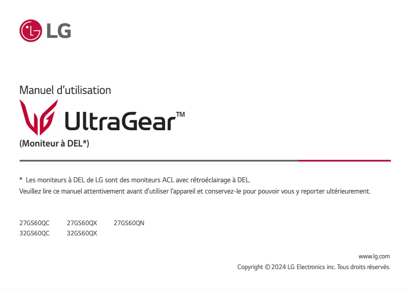 Page n°1 - Manuel utilisateur LG UltraGear 27GS60QC