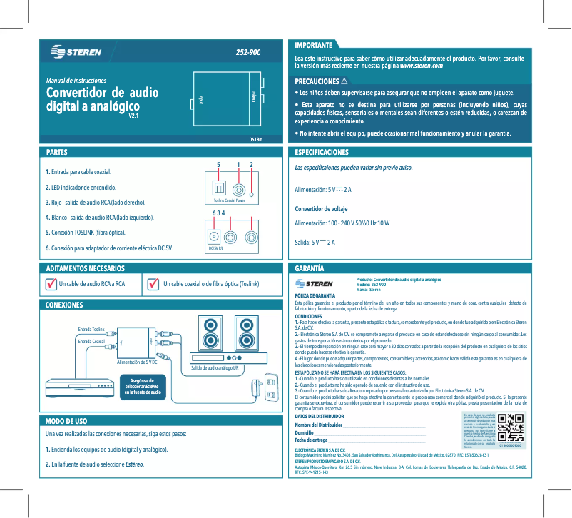Image de la première page du manuel de l'appareil 252-900
