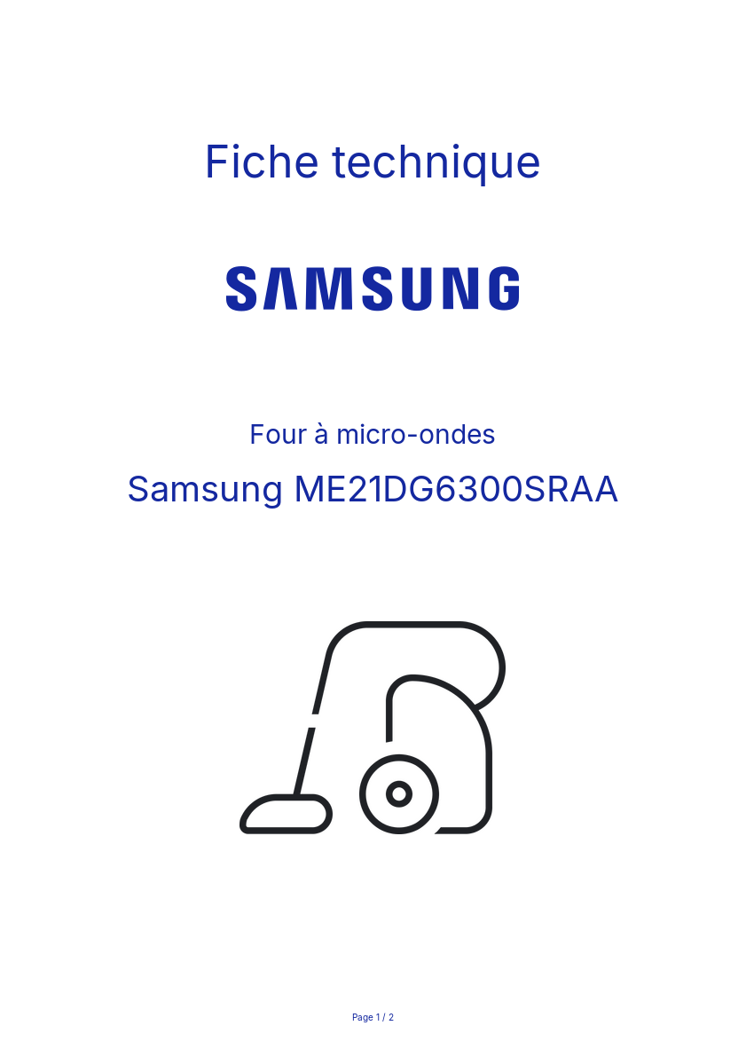 Page n°1 - Fiche technique Samsung ME21DG6300SRAA