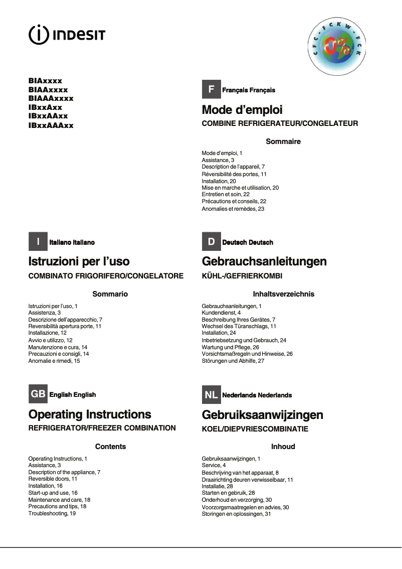 Página 1 del manual Manual de usuario Indesit BIAA 13 F S H