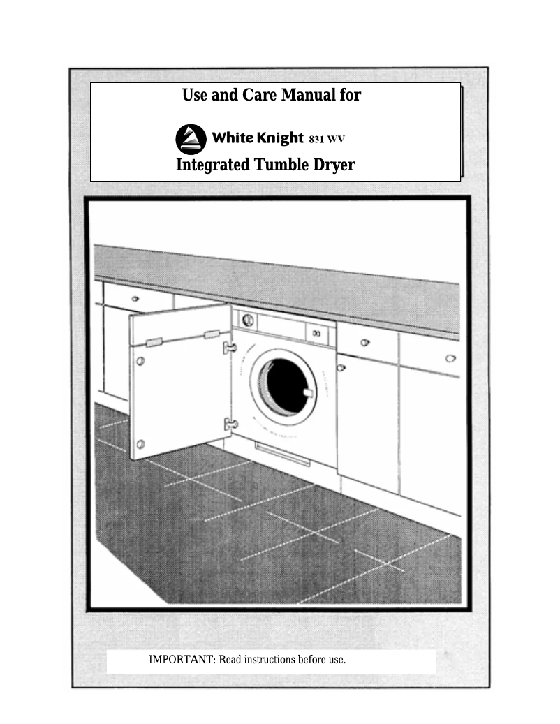 Page 1 de la notice Manuel utilisateur White Knight 831WV