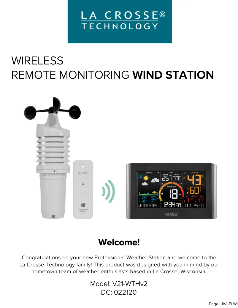Image de la première page du manuel de l'appareil V21-WTHV2