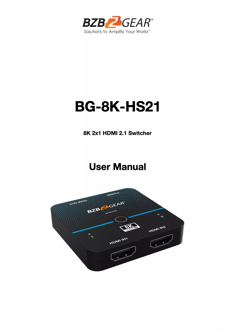 Image de la première page du manuel de l'appareil BG-8K-HS21