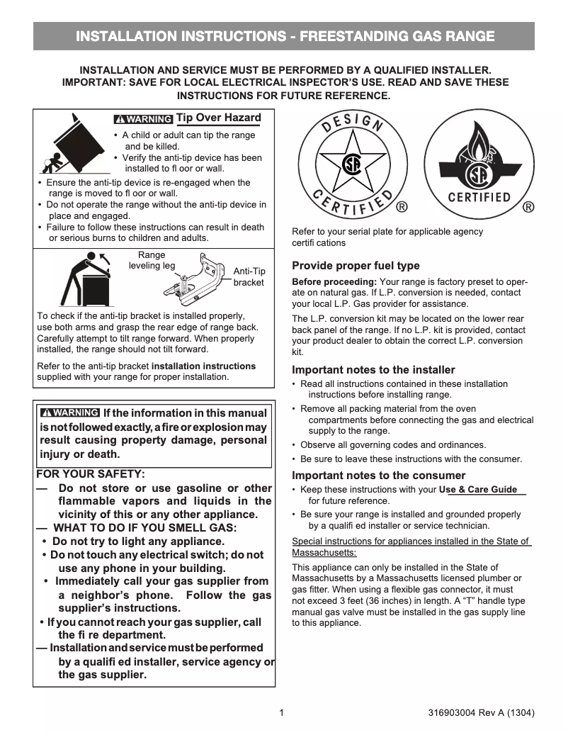 Image de la première page du manuel de l'appareil FCRG3015AW