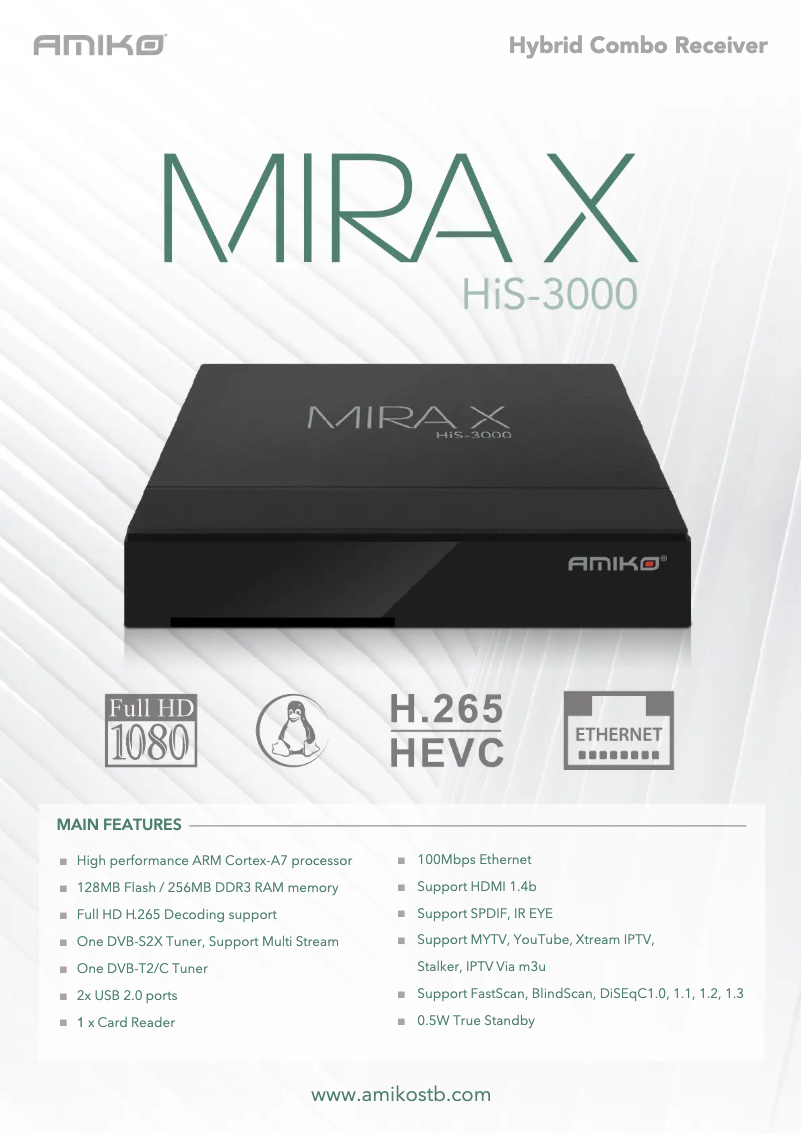 Page 1 de la notice Manuel utilisateur Amiko MiraX HiS-3000