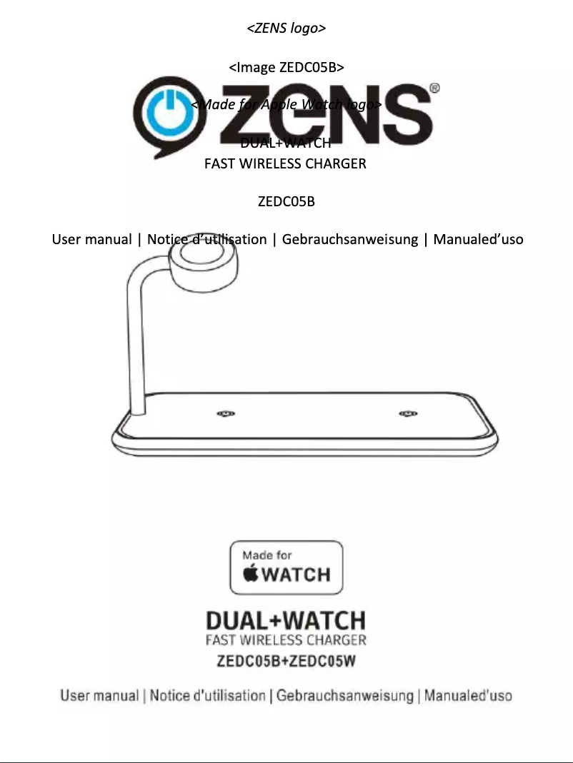 Page 1 de la notice Manuel utilisateur Zens DUAL+WATCH