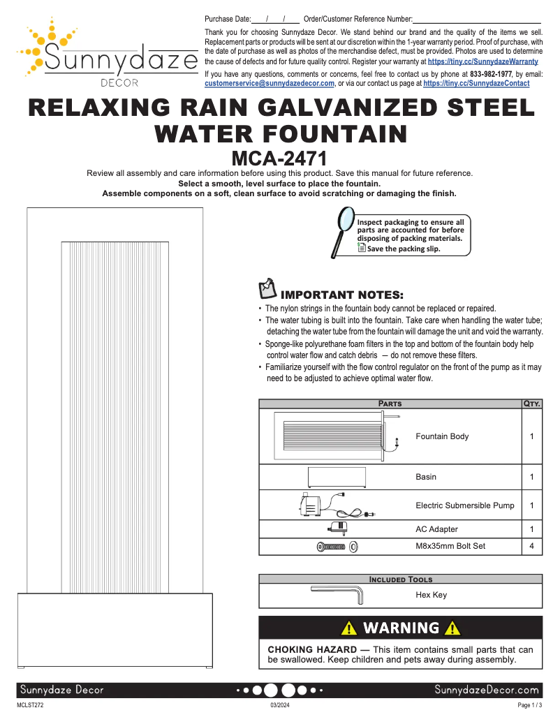 Image de la première page du manuel de l'appareil MCA-2471