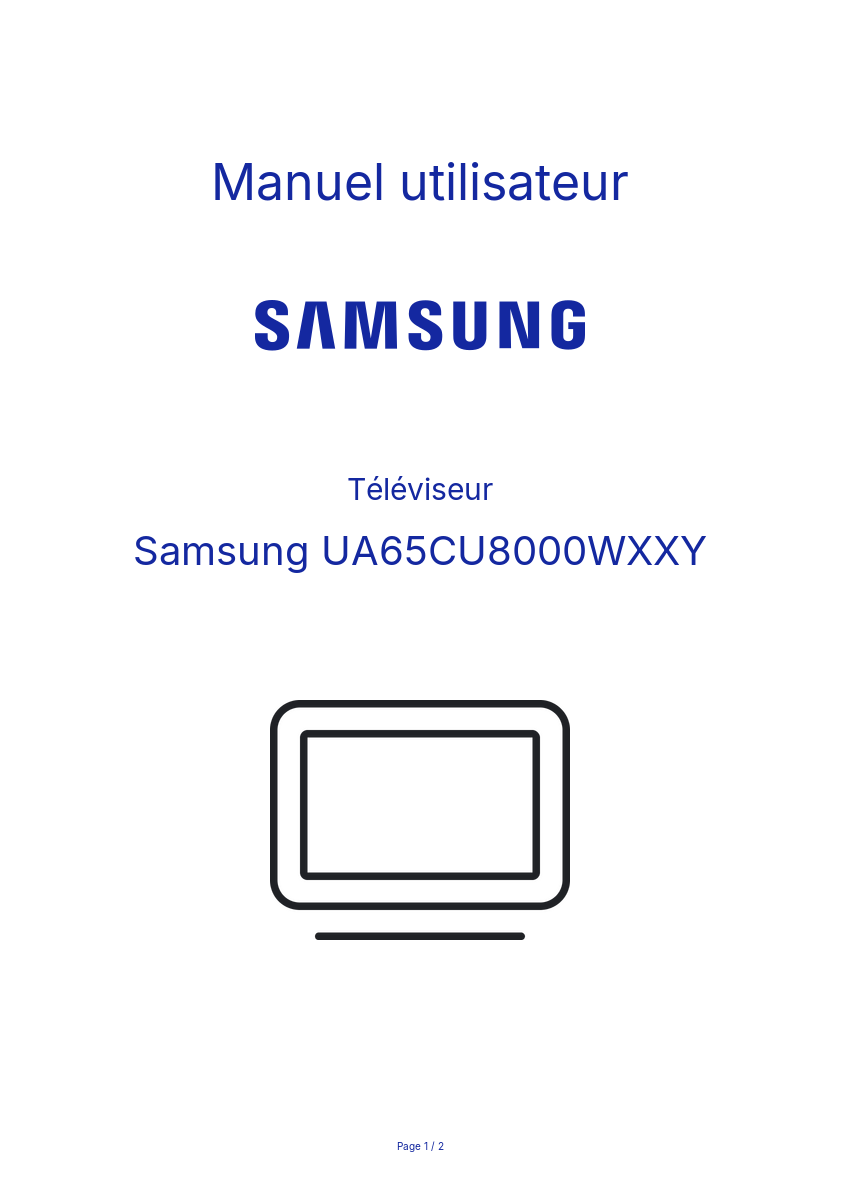 Image de la première page du manuel de l'appareil UA65CU8000WXXY