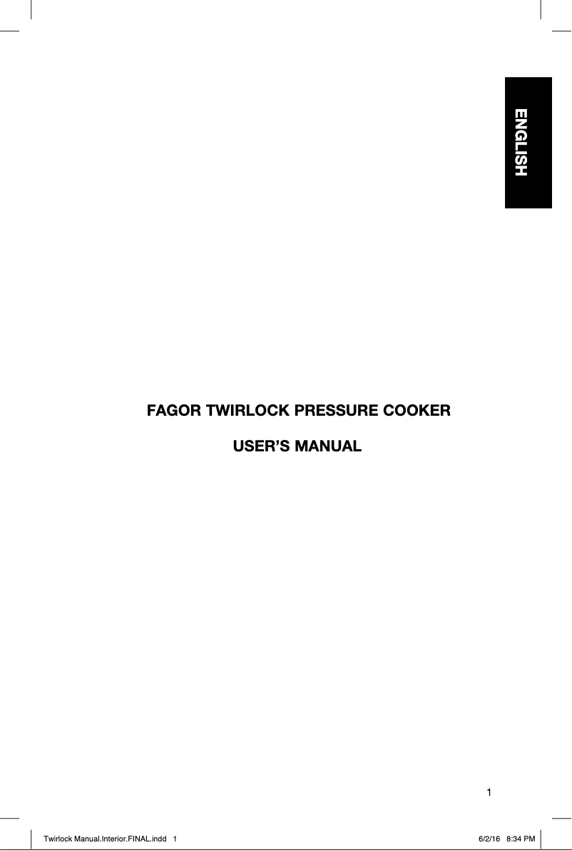 Page 1 de la notice Manuel utilisateur Fagor Twirlock