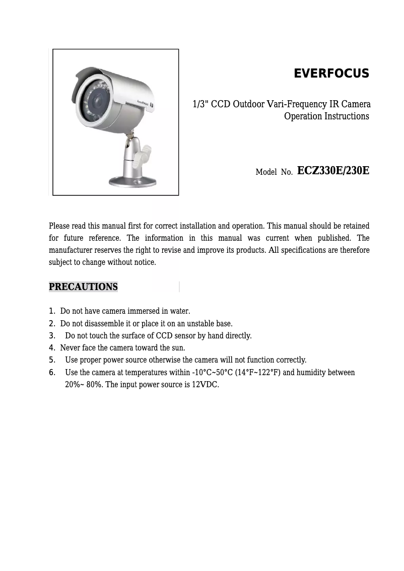 Página 1 del manual Manual de usuario EverFocus ECZ330