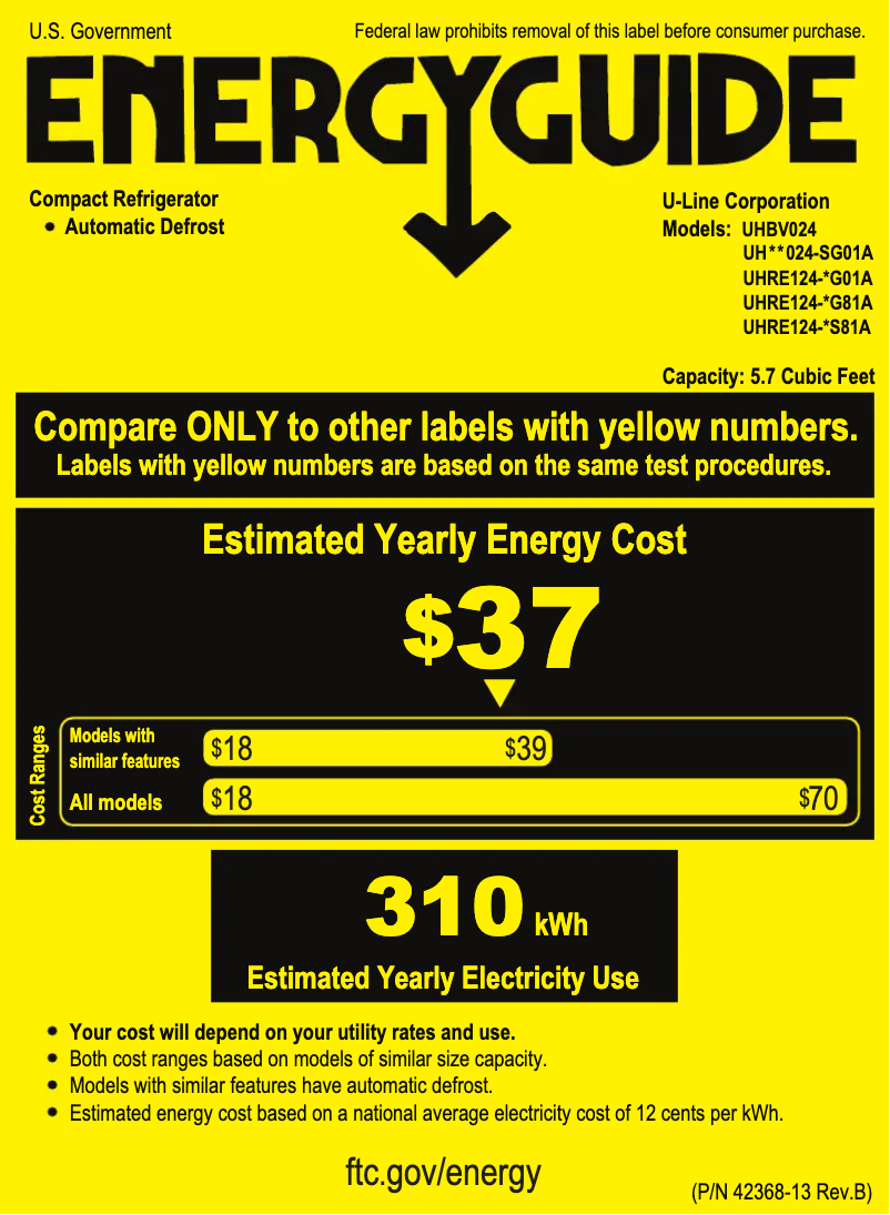 Page n°1 - Label énergétique U-Line UHRE124-IG01A