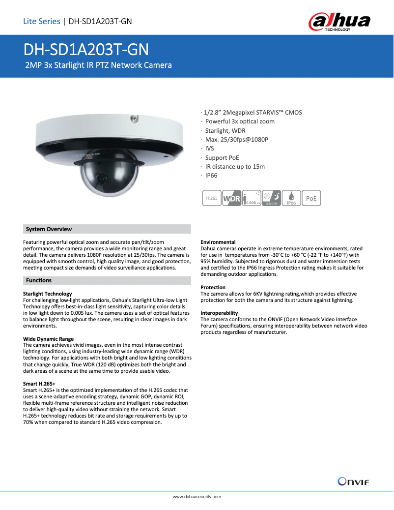 Page n°1 - Fiche technique Dahua Technology SD1A203T-GN