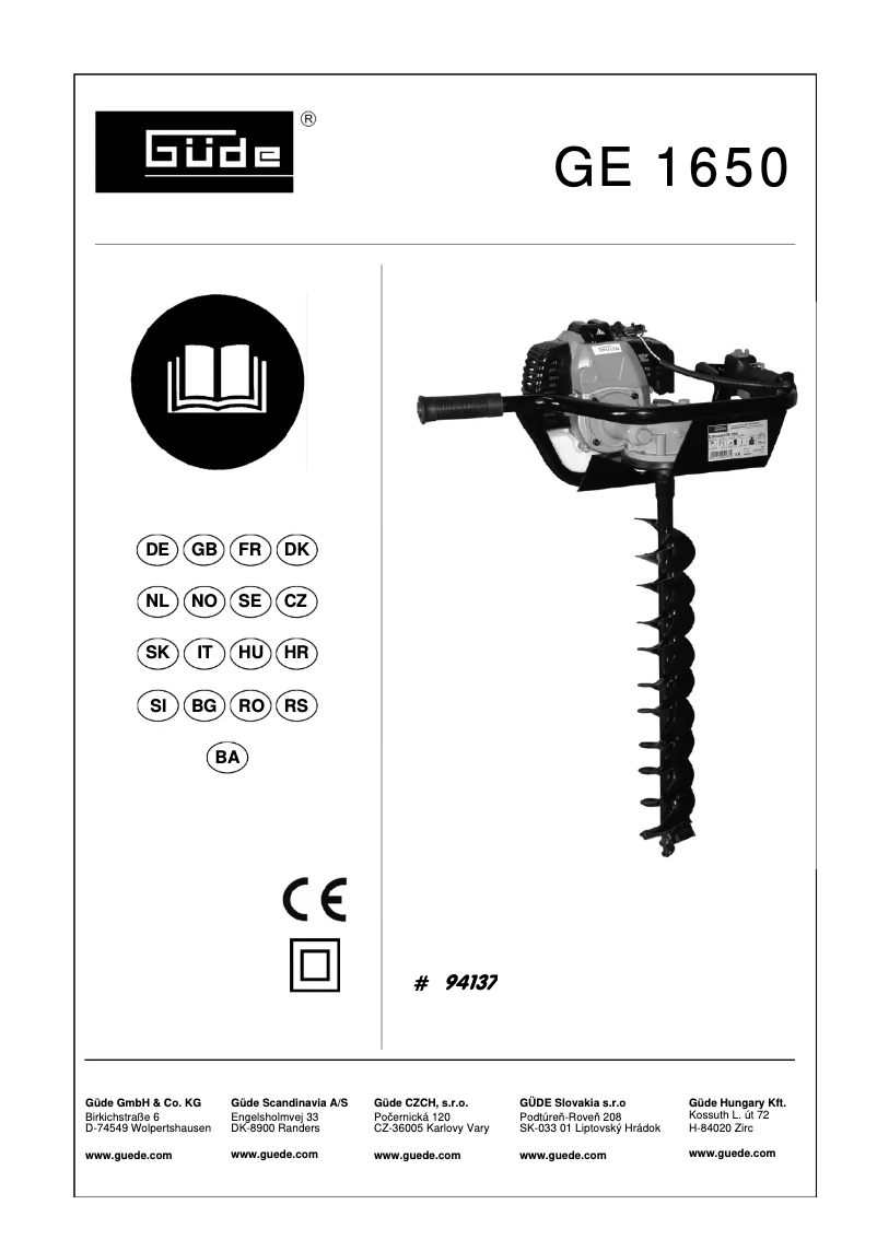 Page n°1 - Manuel utilisateur Güde GE 1650
