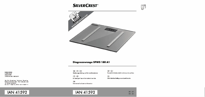 Page 1 de la notice Manuel utilisateur SilverCrest SPWD 180 A1