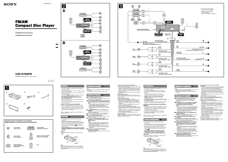 Image de la première page du manuel de l'appareil CDX-GT62IPW