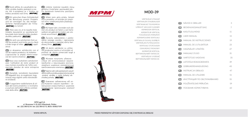 Image de la première page du manuel de l'appareil MOD-39