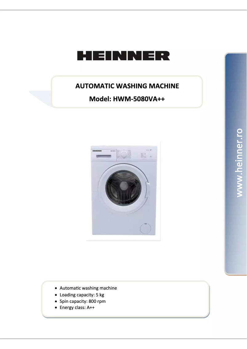 Page 1 de la notice Manuel utilisateur Heinner HWM-5080V