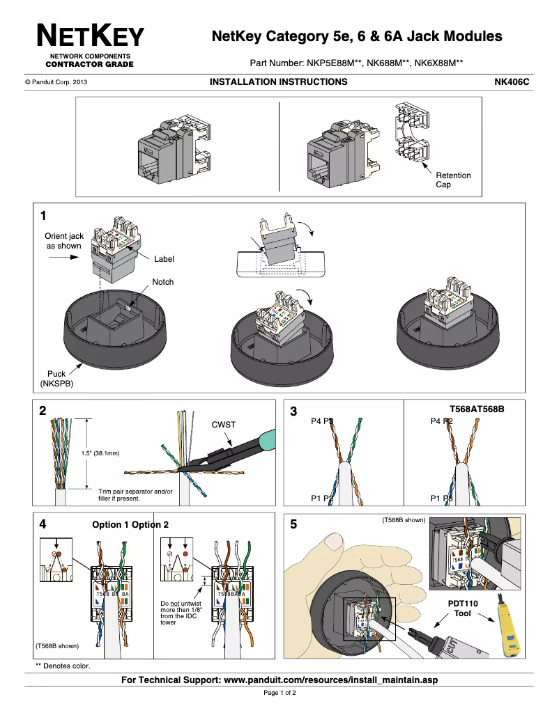 Page 1 of the manual User Manual Panduit NKP5E88MIW