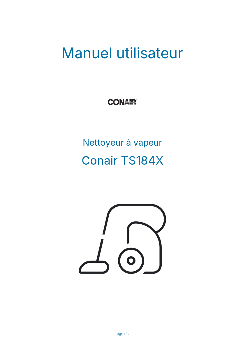 Page n°1 - Manuel utilisateur Conair TS184X