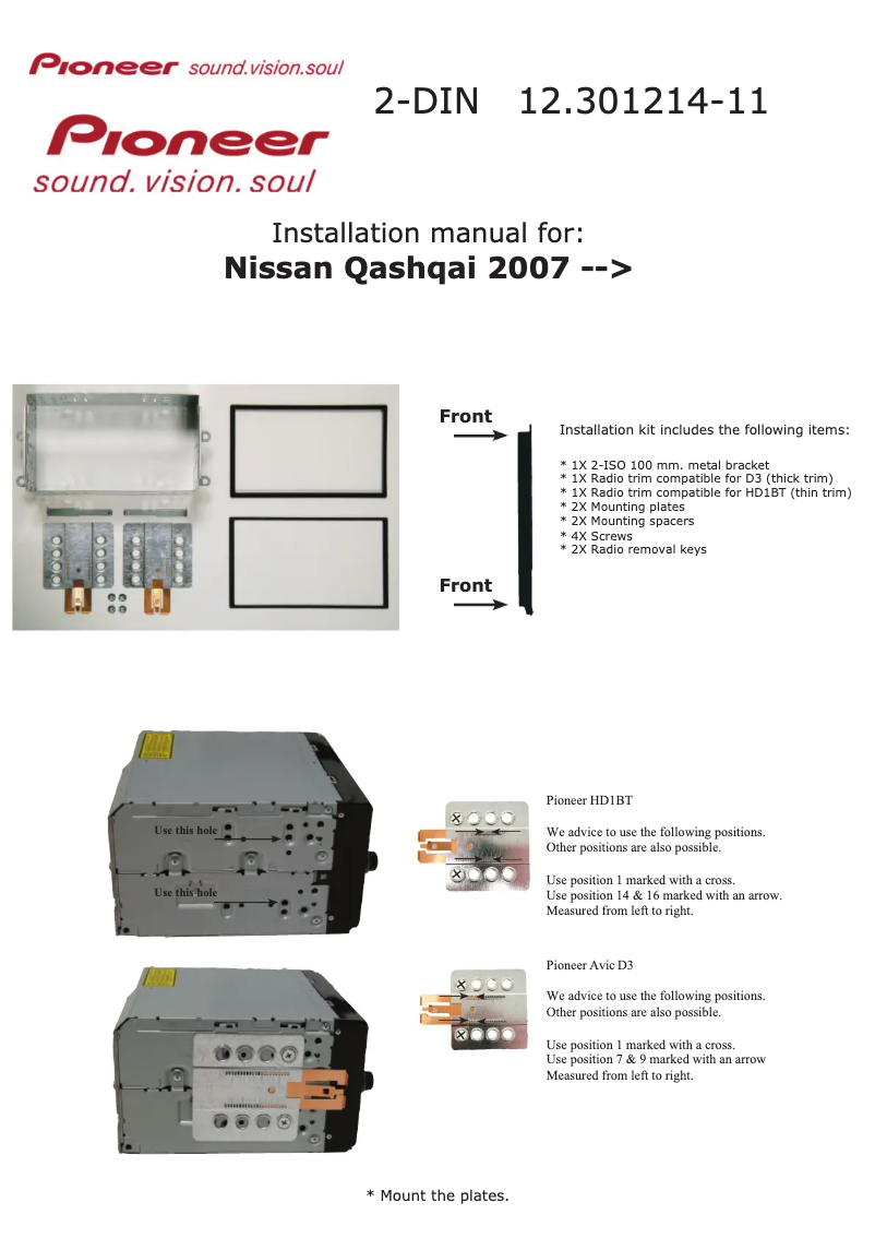 Page n°1 - Manuel utilisateur Pioneer 12.301214-11