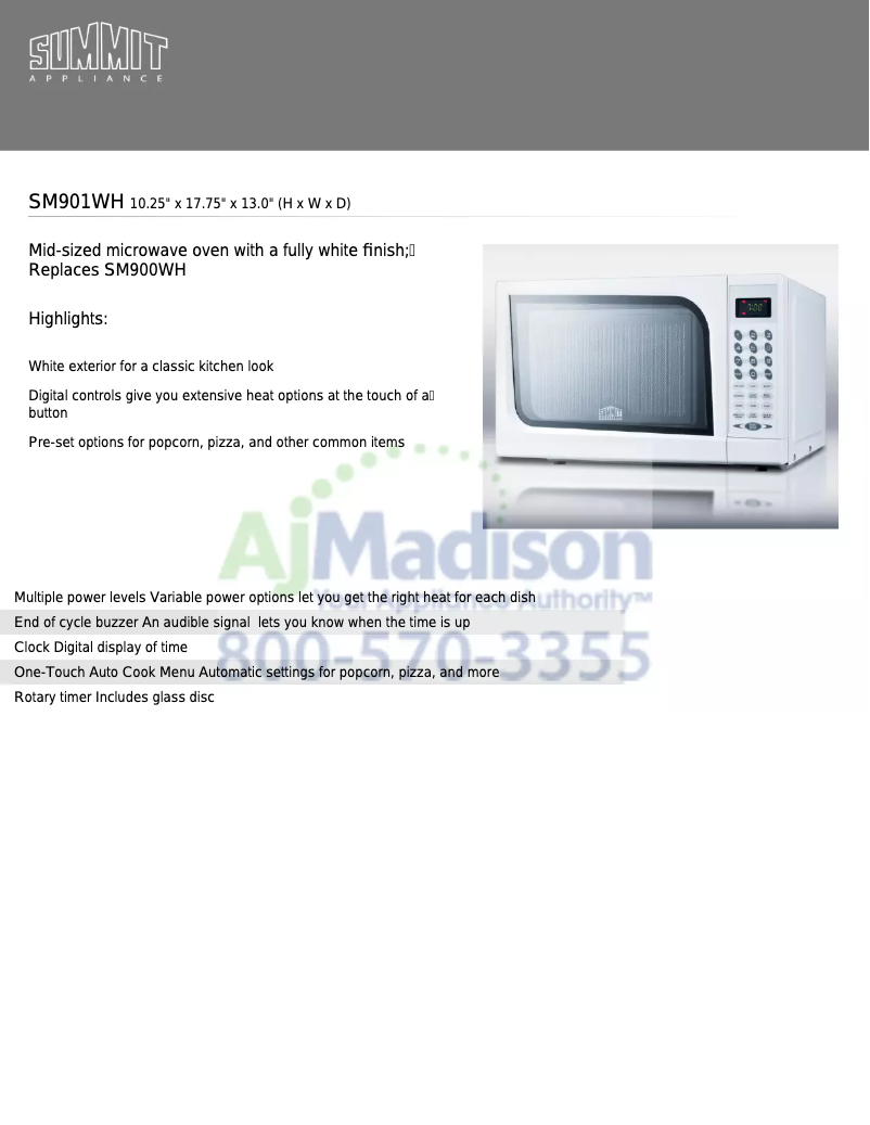 Página 1 del manual Folleto Summit SM901WH