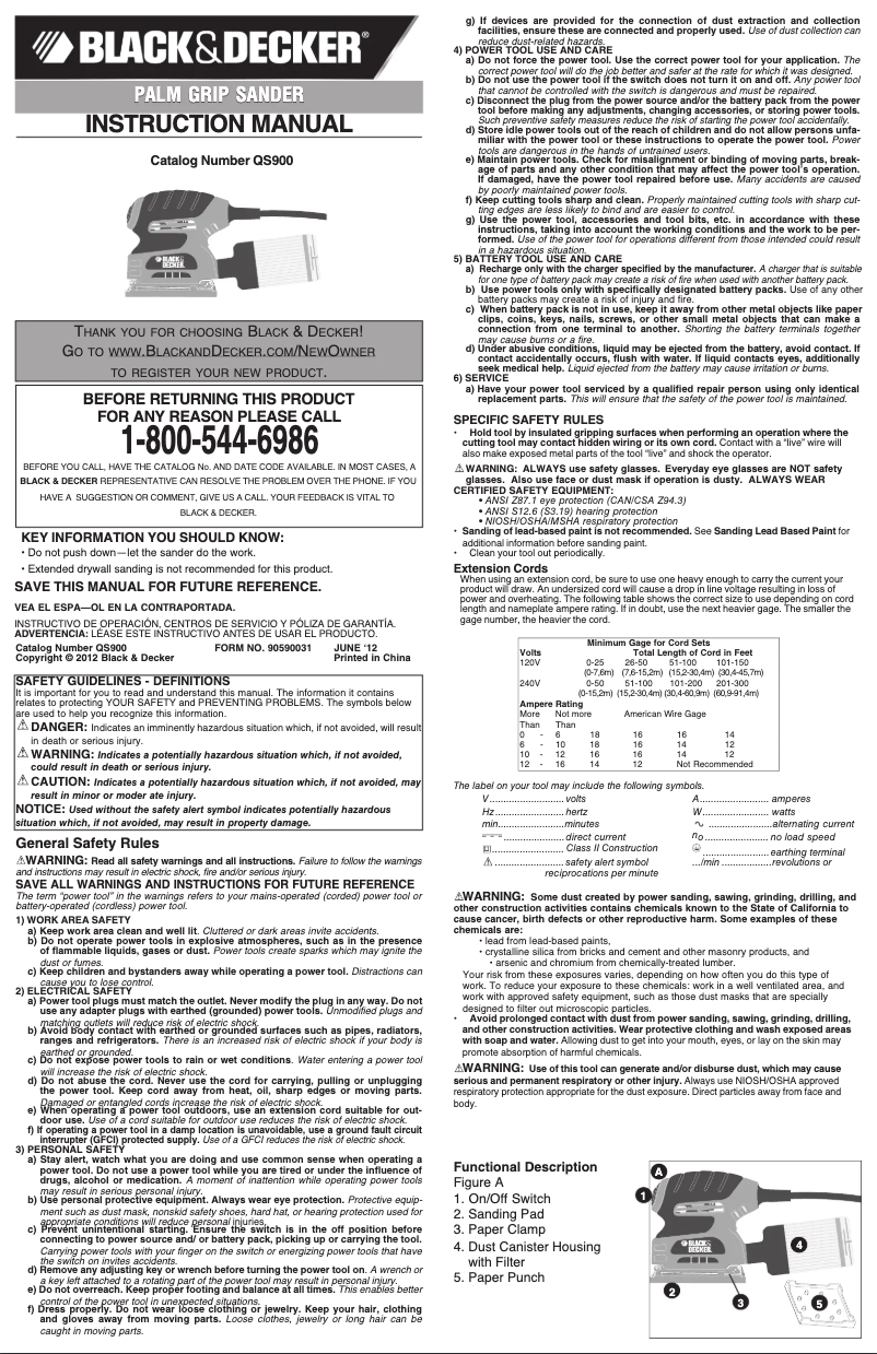 Page 1 de la notice Manuel utilisateur Black & Decker QS900