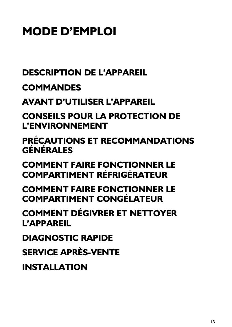 Page 1 de la notice Manuel utilisateur Bauknecht KVIK 2009 A