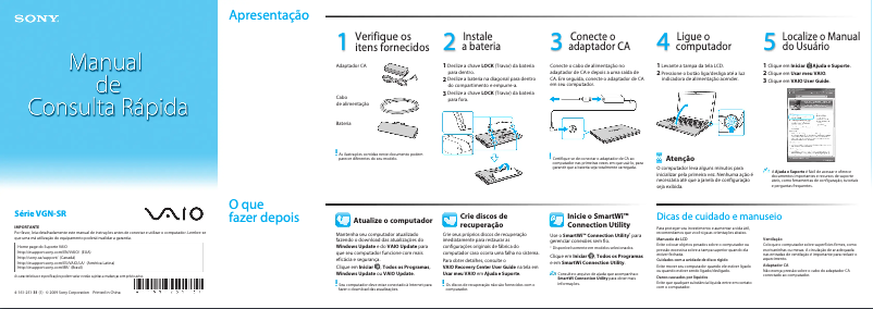 Page 1 de la notice Manuel utilisateur Sony Vaio VGN-SR530A