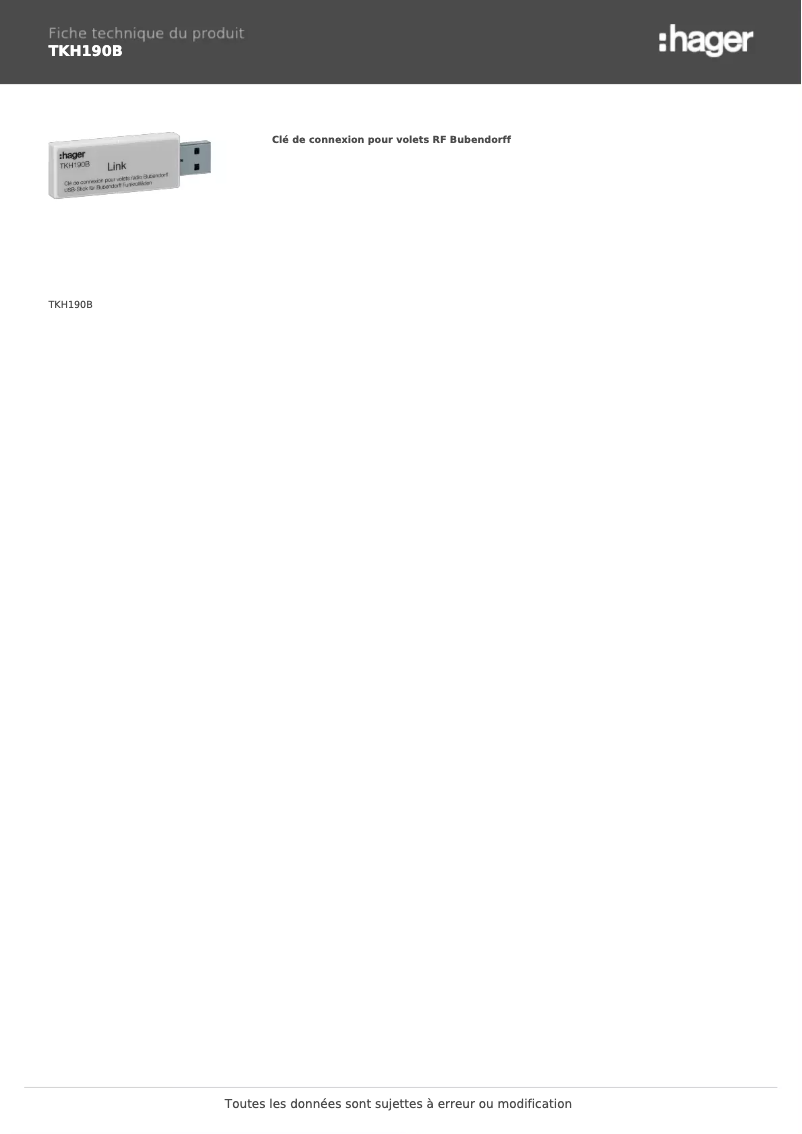 Image de la première page du manuel de l'appareil TKH190B