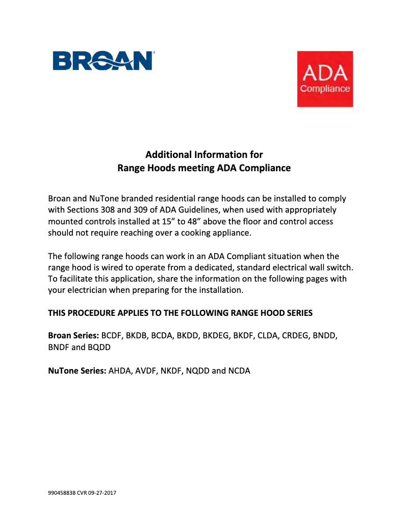 Page 1 de la notice Mode d'emploi Broan ALT236BL