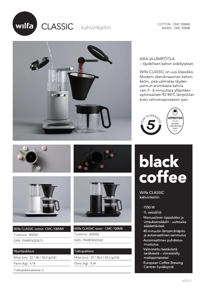 Page n°1 - Fiche technique Wilfa CLASSIC CMC-100MW